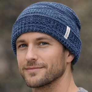 Blue Knit Beanie Cuffed Unisex Soft Acrylic Streetwear STHEART